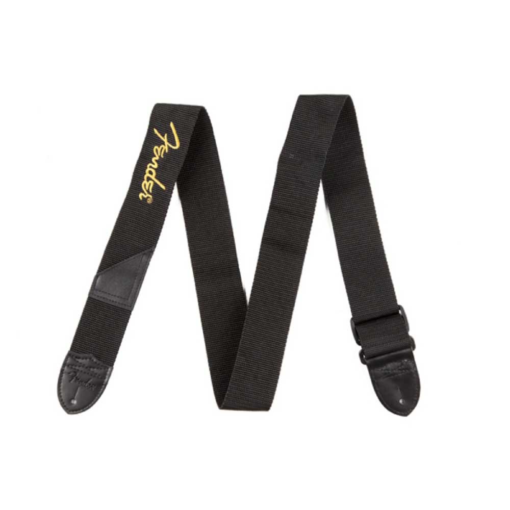 Fender 2" Black Poly Strap Yellow Fender Logo ギターストラップ