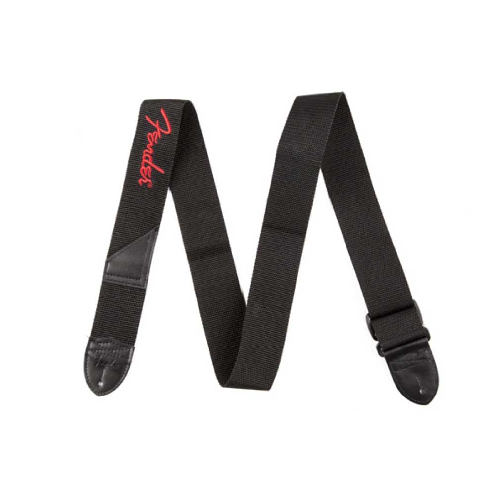 Fender 2" Black Poly Strap Red Fender Logo ギターストラップ