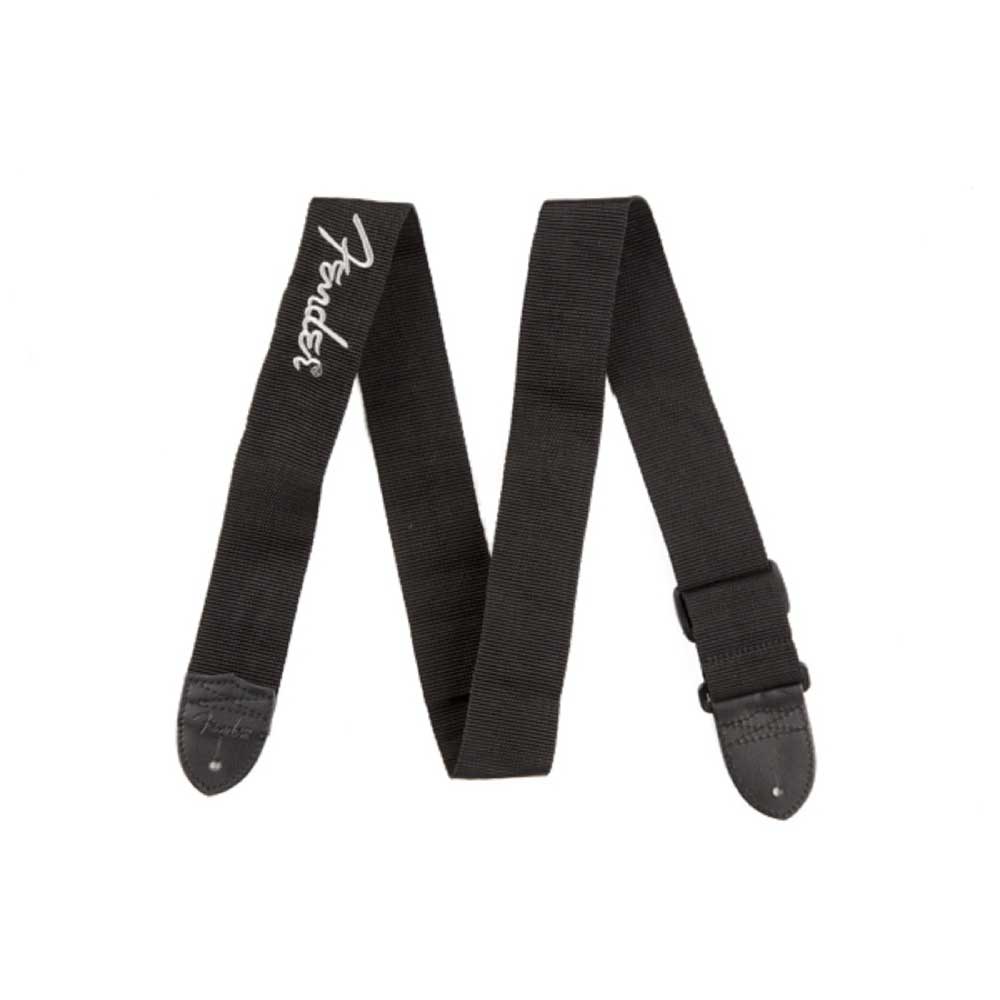 Fender 2" Black Poly Strap Grey Fender Logo ギターストラップ
