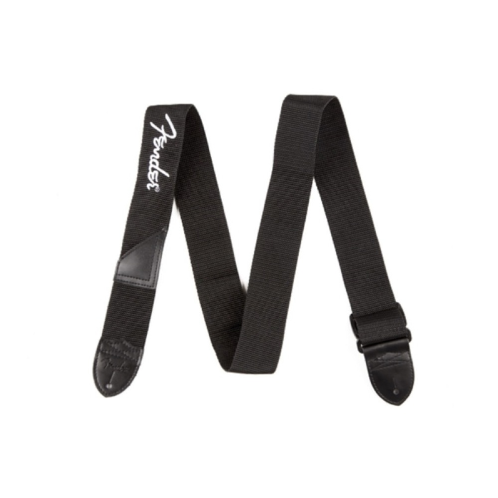 Fender 2" Black Poly Strap White Fender Logo ギターストラップ