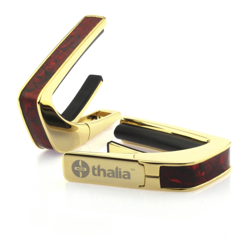 Thalia Capo 200 in 24k Gold Finish with Crimson Paua Inlay カポタスト