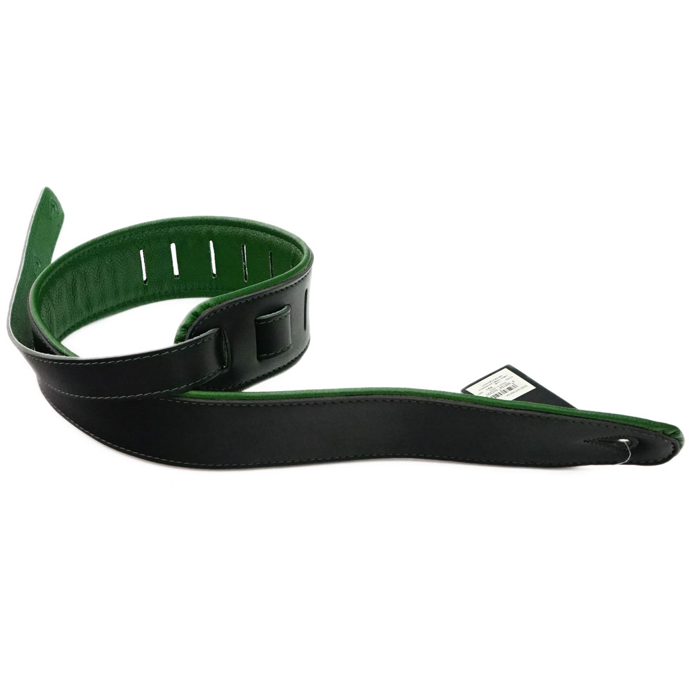 RENEGADE Super Deluxe Rolled Edge Leather Neoprene Black Green ギターストラップ