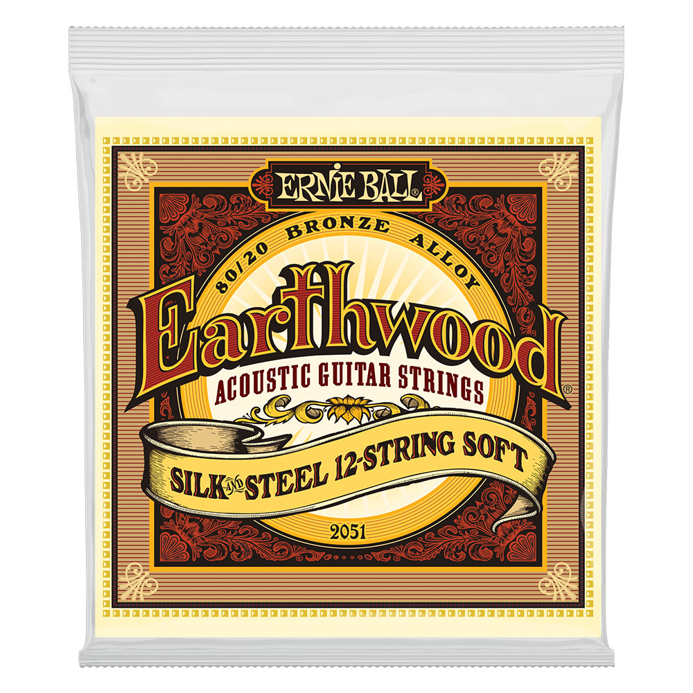 ERNIE BALL 2051 Earthwood Silk & Steel Soft 12-String 80/20 Bronze 9-46 Gauge アコースティックギター弦