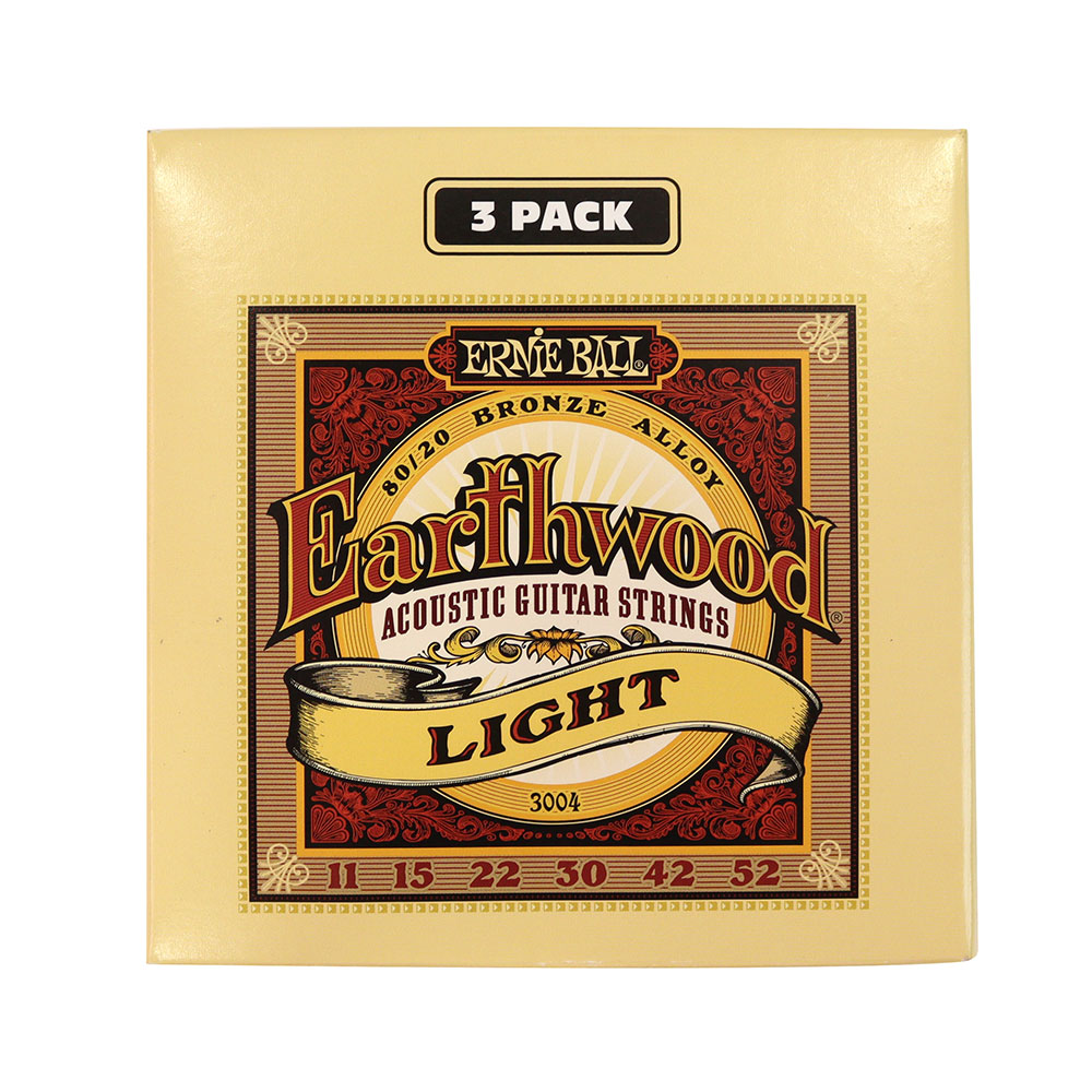 ERNIE BALL 3004 Earthwood Light 80/20 Bronze 3 Pack 11-52 Gauge アコースティックギター弦