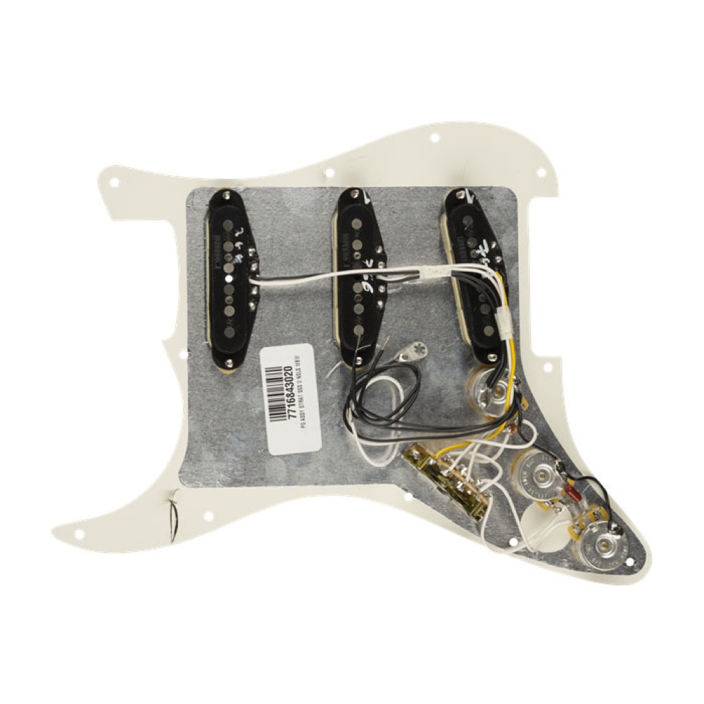 Fender Pre-Wired Strat Pickguard Vintage Noiseless SSS Parchment 配線済み ピックアップセット