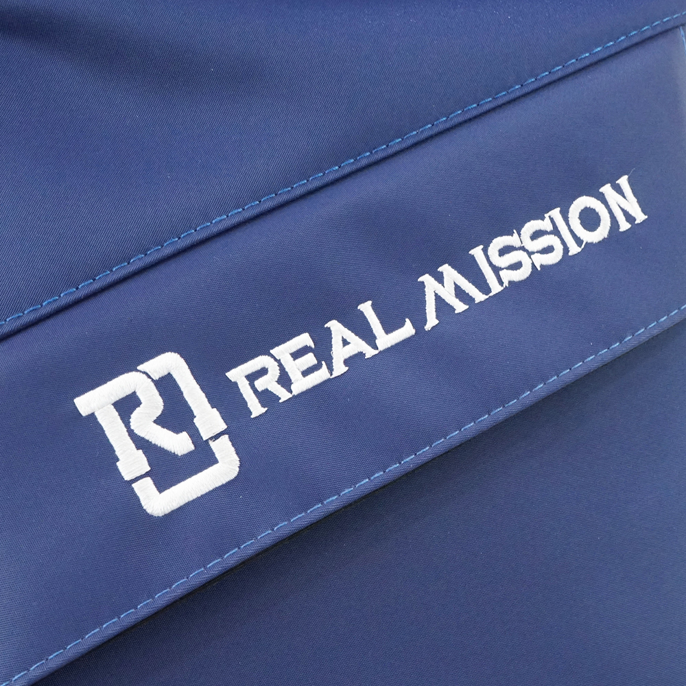 REAL MISSION(リアルミッション) Venus08-B Blue 防水 エレキベースケース・ギグケース 生地表面の質感・刺繍ロゴ