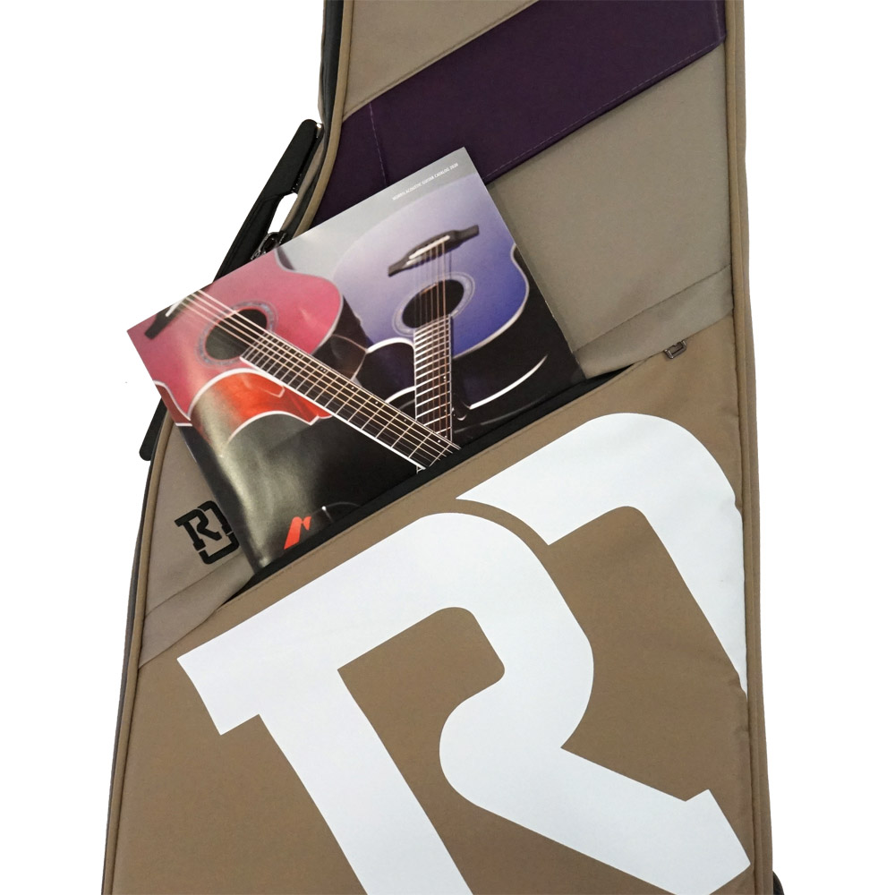 REAL MISSION(リアルミッション) Venus04-E Beige/Purple 防水 エレキギターケース・ギグケース 小物収納用のポケットを装備、A4サイズの楽譜なども収納可能