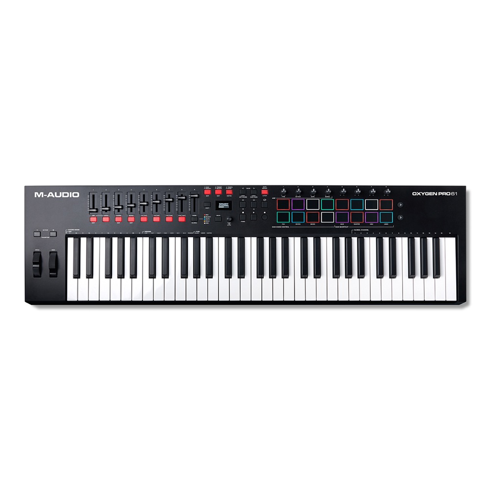 M-AUDIO Oxygen Pro 61 61鍵盤 USB MIDI キーボードコントローラー 正面からの画像