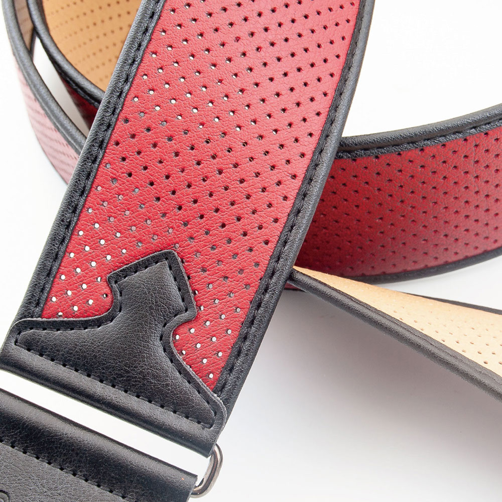 RightOn! STRAPS MONTE-CARLO Red ギター・ベース用ストラップ ライトンオン 素材 パンチング加工された合皮