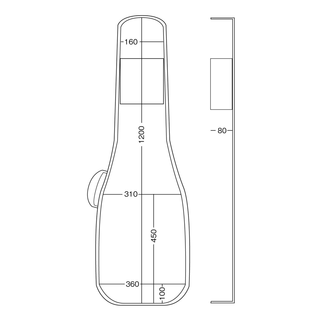 KIKUTANI GVB-60B エレキベース用ギグバッグ 寸法図