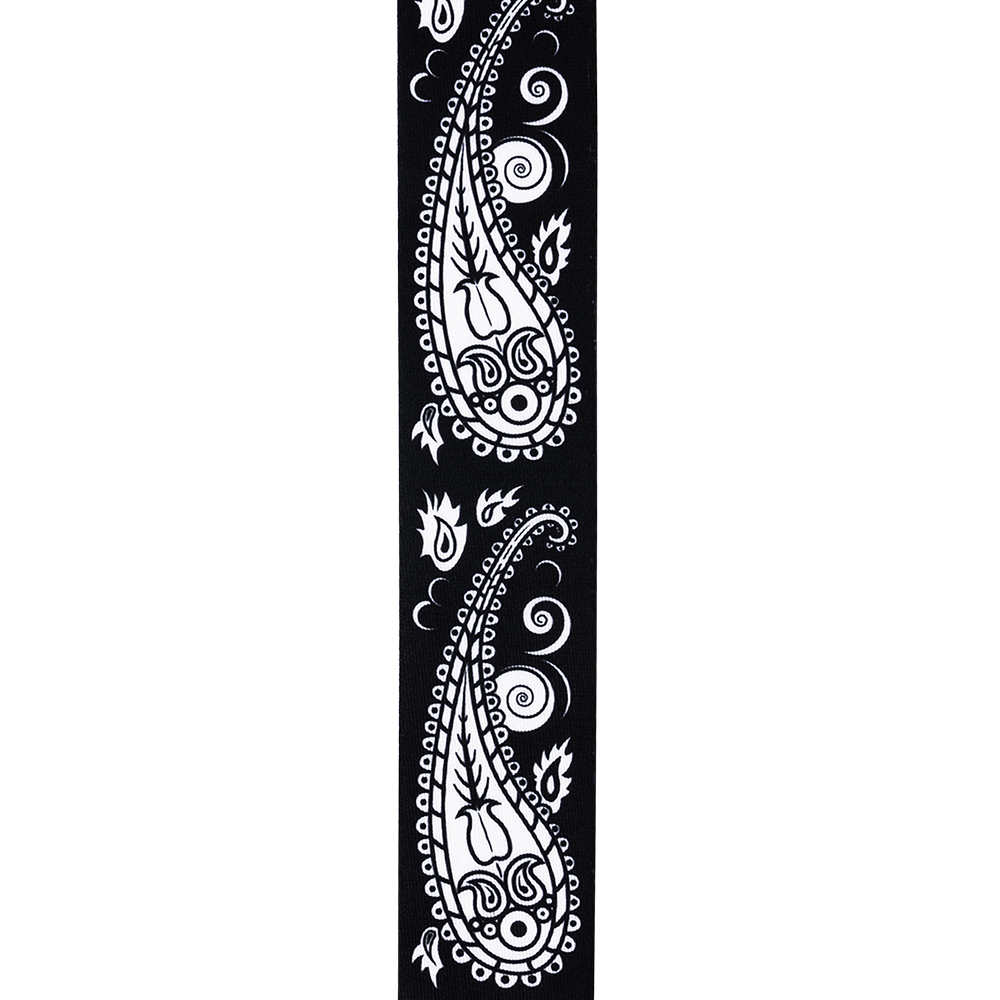 D’Addario 50JSSV17 Joe Satriani SWIVEL STRAP BLACK PAISELY ギターストラップ 柄アップ画像