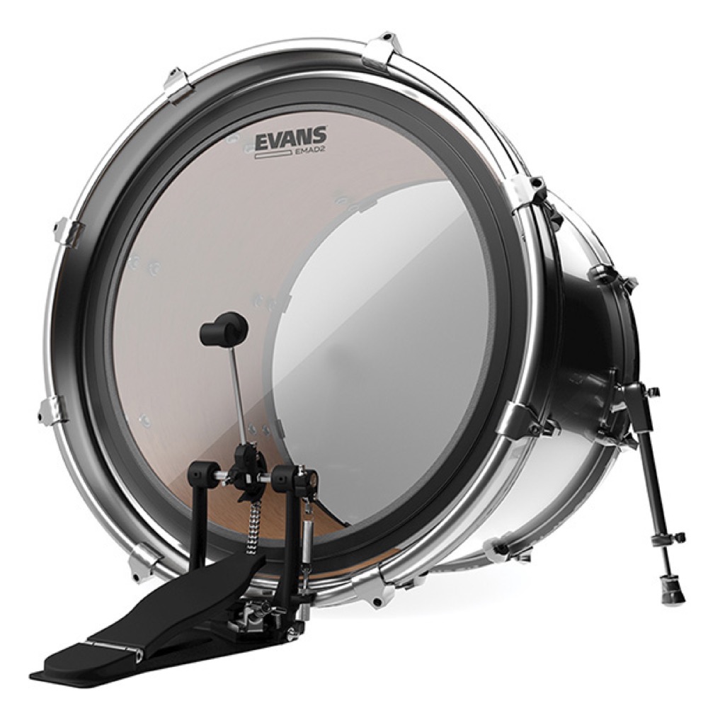 EVANS BD22EMAD2 22' EMAD2 Bass Batter Clear バスドラムヘッド 装着イメージ画像