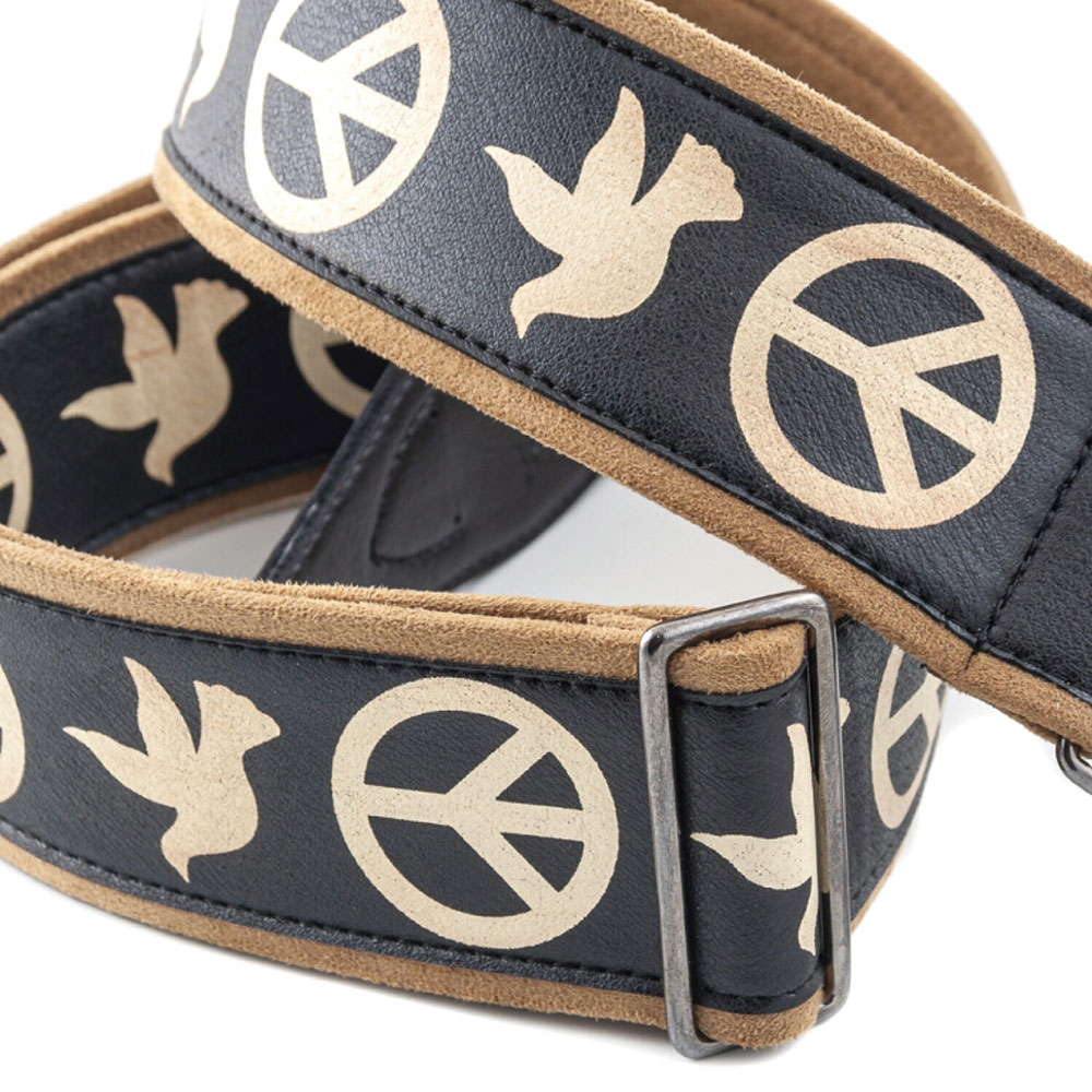 Righton! STRAPS LEGEND PEACE & DOVES Black ギターストラップ ライトオン ニール・ヤングのギターストラップに使用されていたオリジナルのストラップを再現した音楽史に残るデザイン