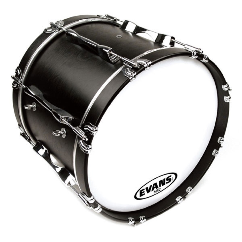 EVANS BD24MX2W 24' MX2 White Marching Bass Head マーチングバスヘッド 装着イメージ画像