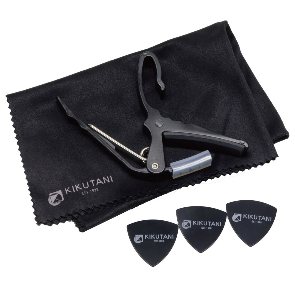 KIKUTANI GC-SET BLK カポタスト クロス ピック付きセット
