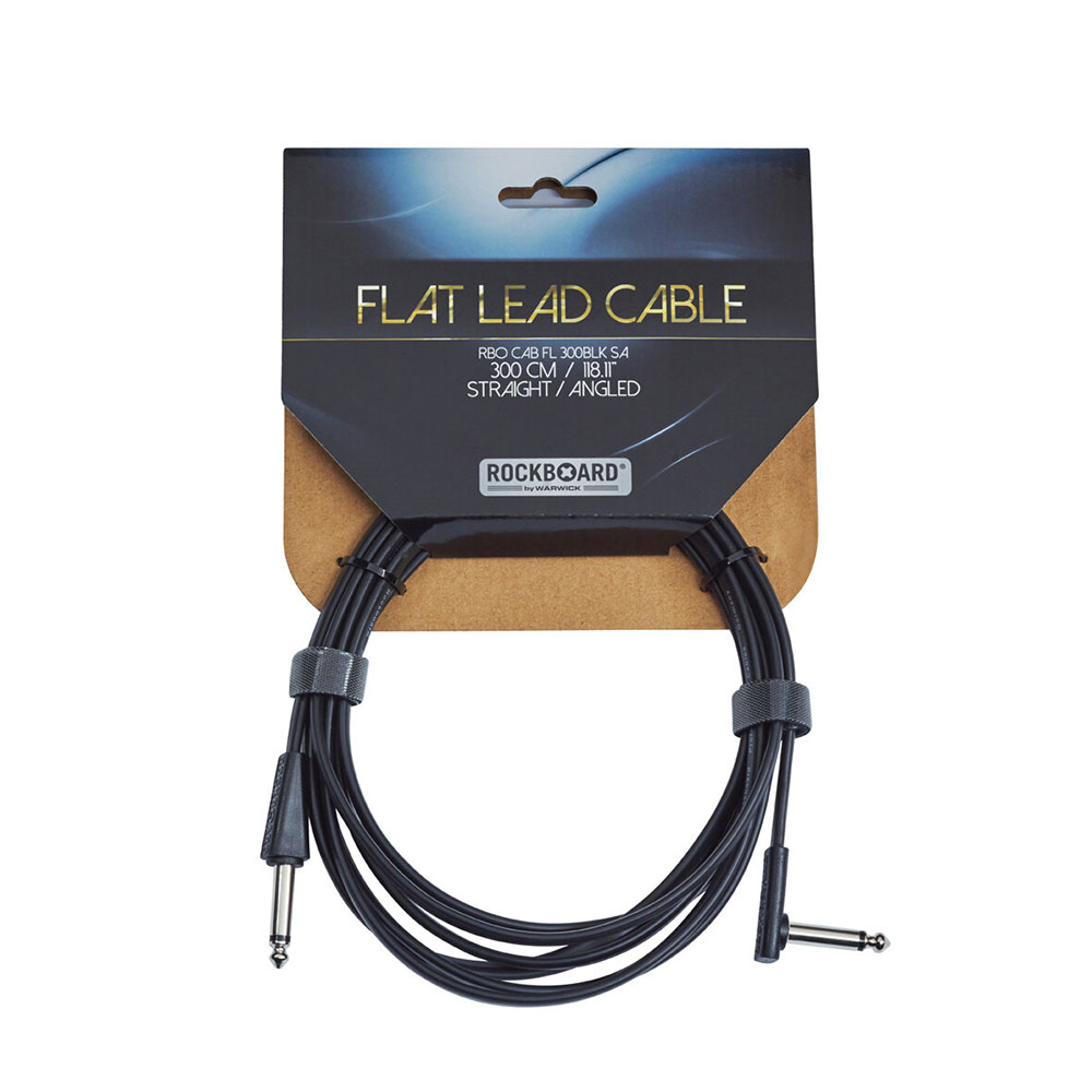 RockBoard RBO CAB FL 300BLK SA Flat Instrument Cable Straight Angled SL 3メートル ギターケーブル パッケージ画像