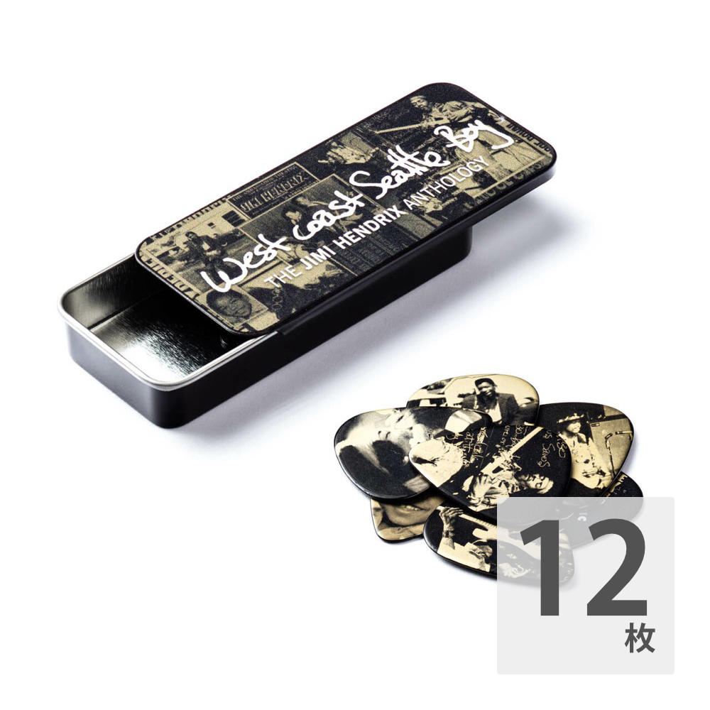 JIM DUNLOP JHPT10H JIMI HENDRIX WEST COAST BOY PICK TIN ピック12枚 缶ケース入り
