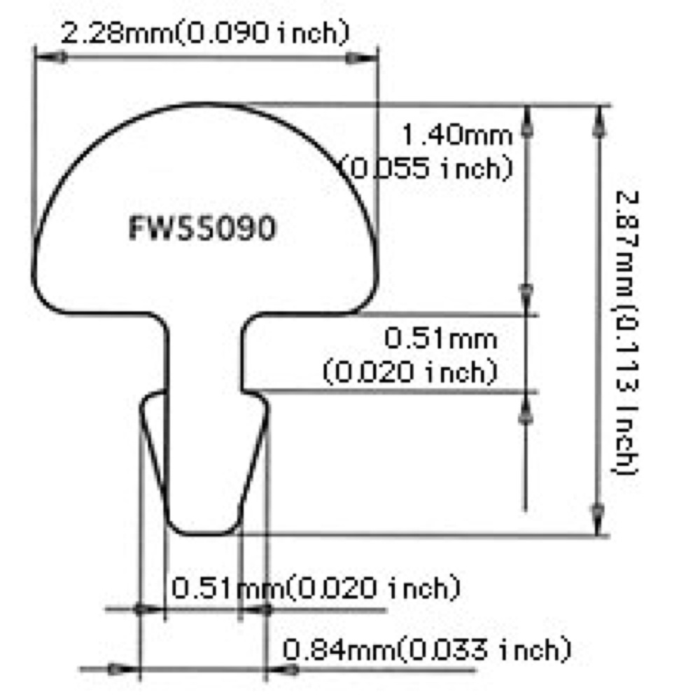 Jescar Frets #55090 NS18% 24pcs set No.1139 フレット サイズ図画像