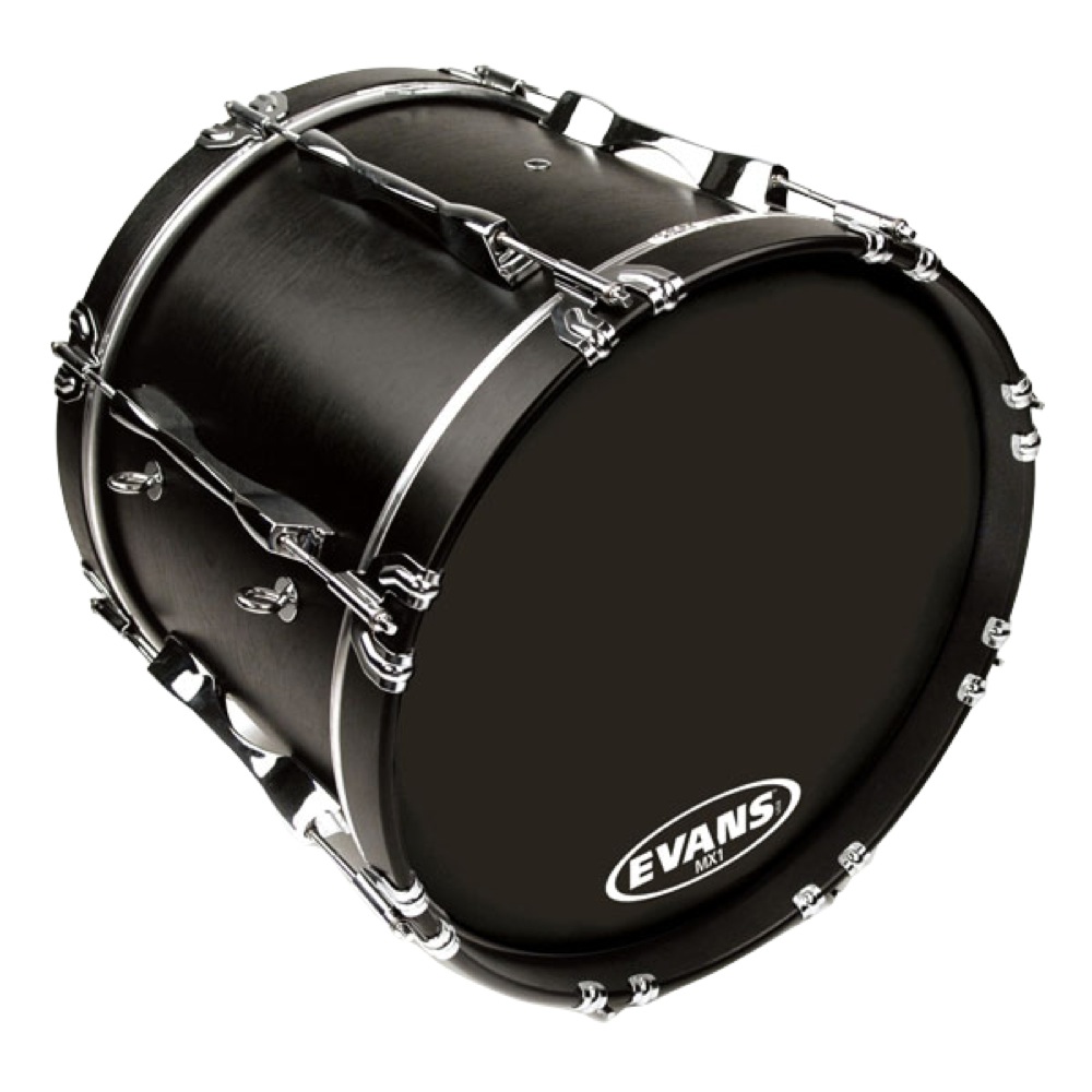 EVANS BD28MX1B 28' MX1 Black Marching Bass Head マーチングバスドラムヘッド 設置例画像