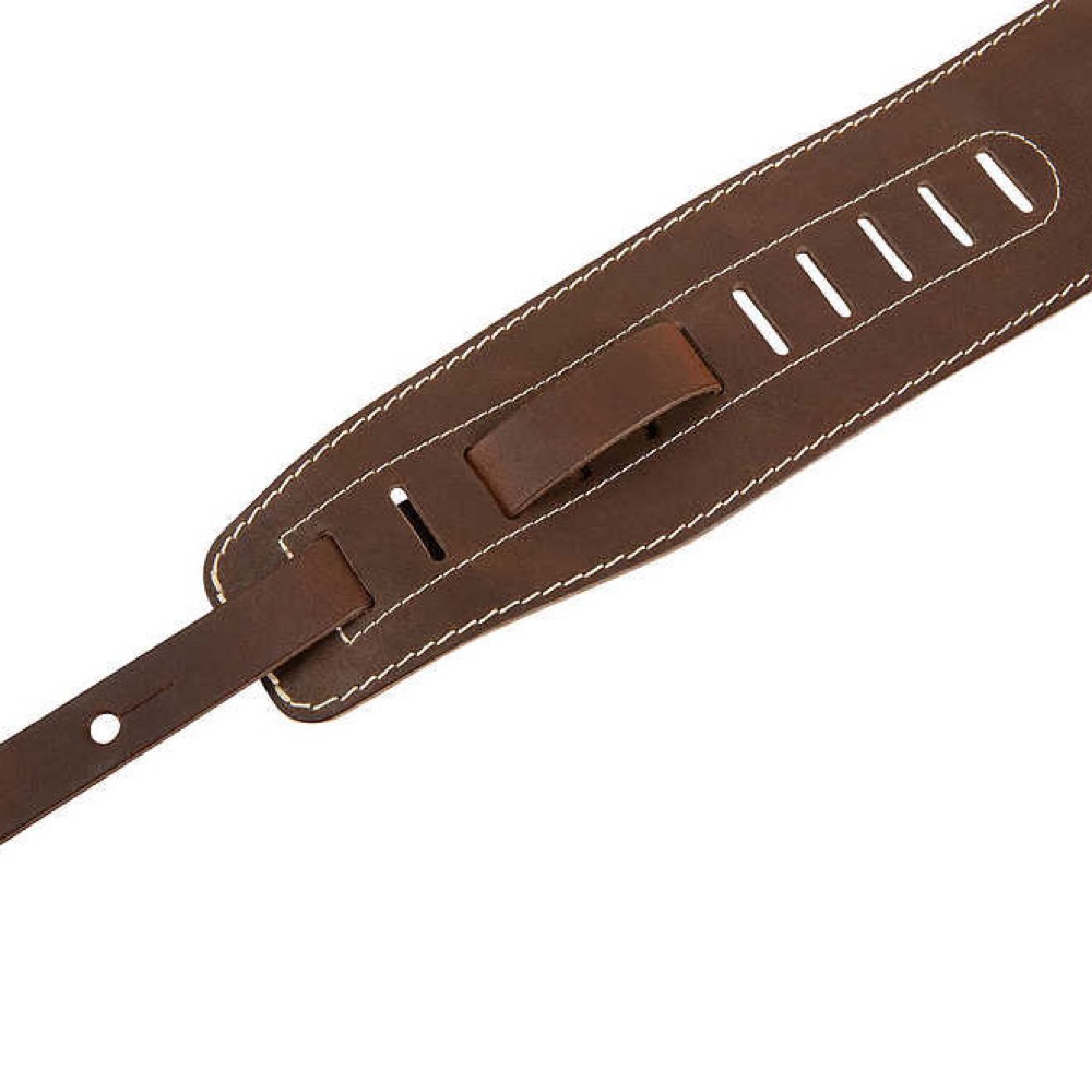 WARWICK Teambuilt Genuine Leather Bass Strap Brown Silver Embossing ベースストラップ 長さ調整部画像