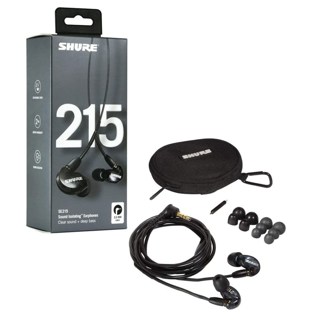 SHURE SE215-K-A 高遮音性イヤホン トランスルーセントブラック 有線モデル 製品内容