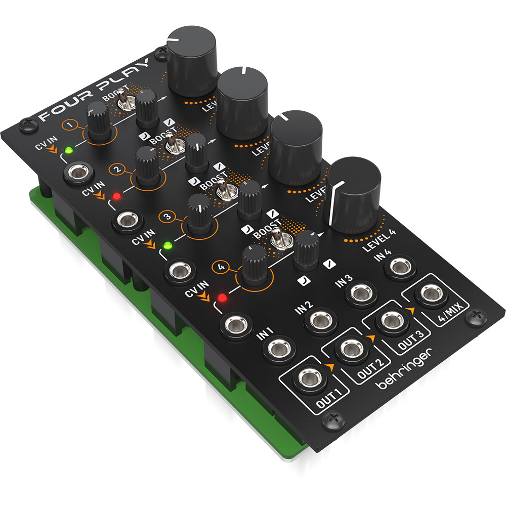BEHRINGER FOUR PLAY ユーロラック シンセサイザー クアッドVCA/ミキサーモジュール アングル画像