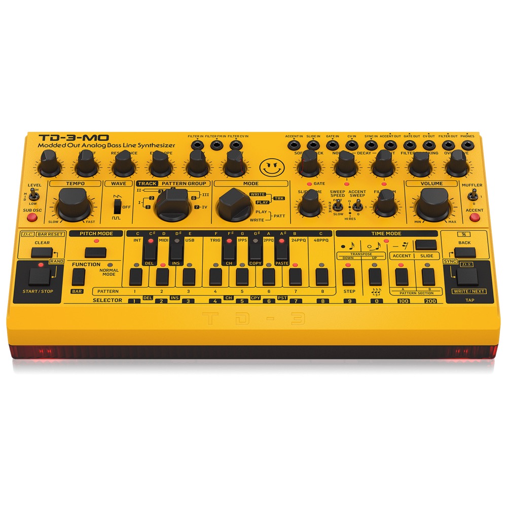 BEHRINGER TD-3-MO-AM シーケンサー ベースマシン リズムマシン Modded Outモデル モディファイ仕様 正面パネル