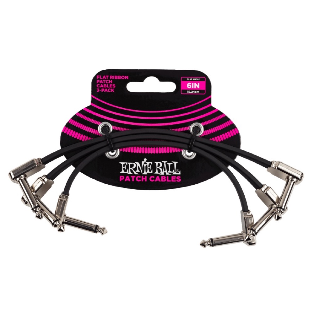 ERNIE BALL 6221 6" Flat Ribbon Patch Cable 3-Pack Black フラットパッチケーブル