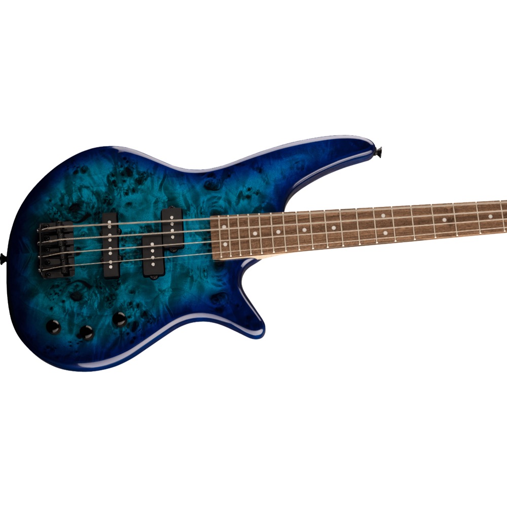 Jackson JS Series Spectra Bass JS2P Blue Burst エレキベース ボディ斜めアングル画像