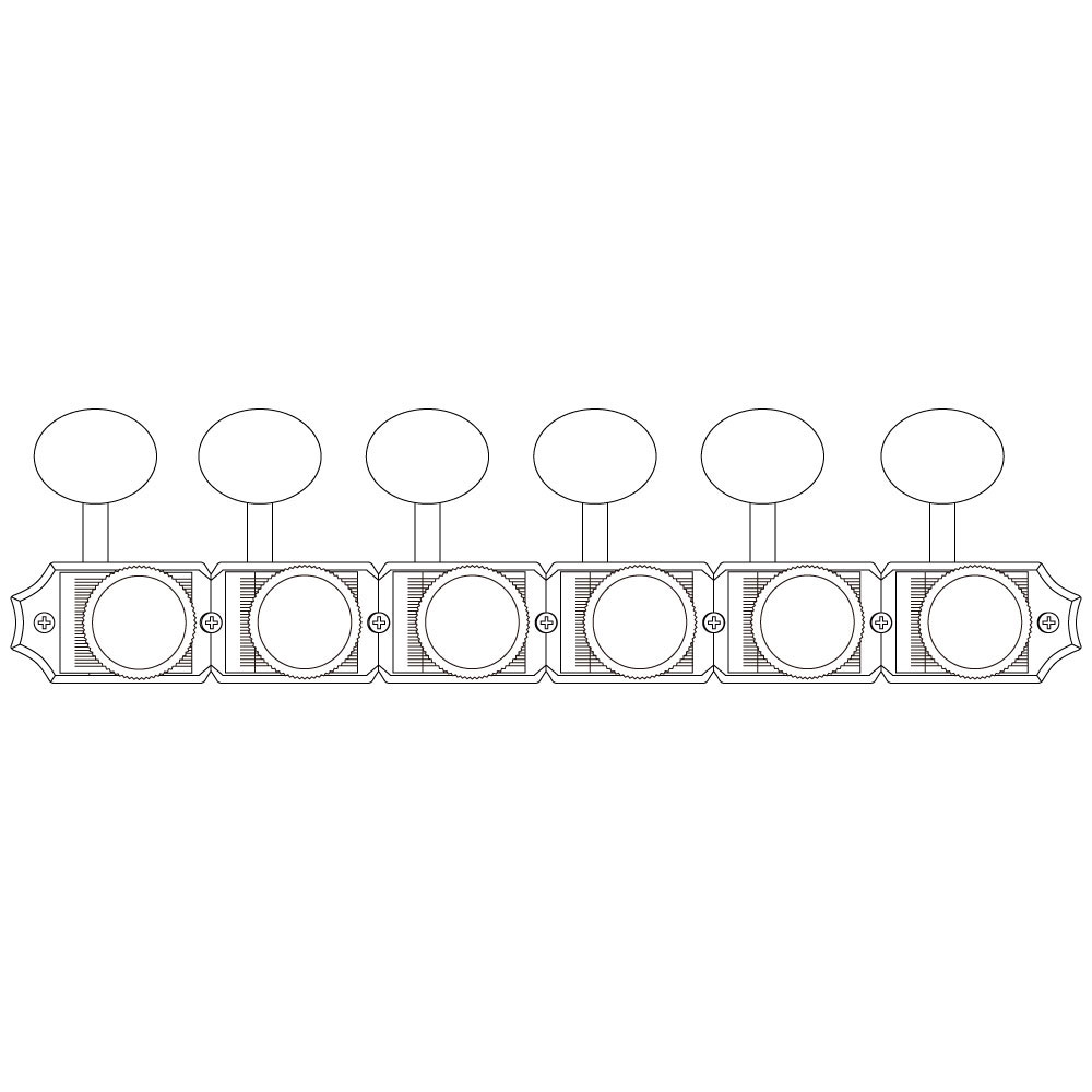 GROVER 533G6 Gold 6-in-line Vintage Locking 533 Series ギター用ペグ 全体画像 イラスト