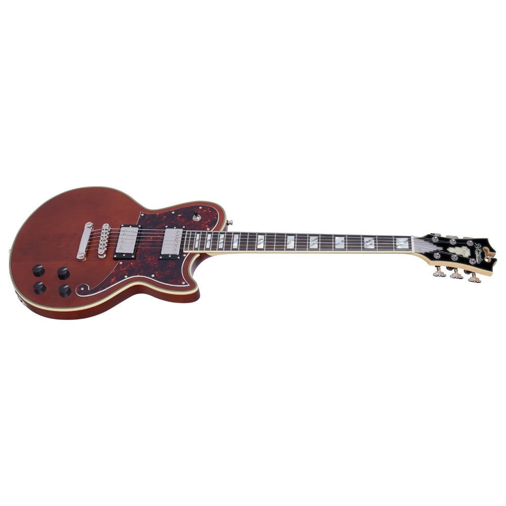 D’Angelico Deluxe Atlantic Matte Walnut エレキギター 全体斜めアングル画像