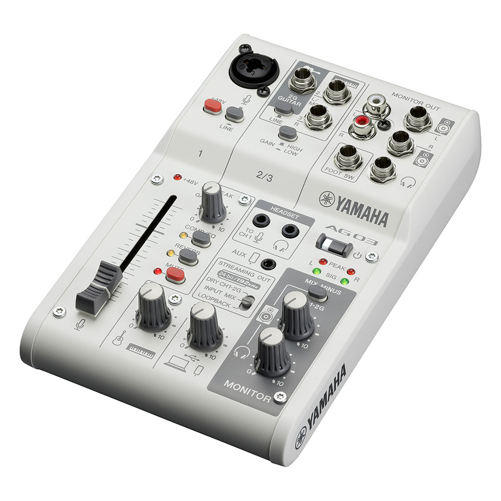 YAMAHA AG03 MK2 W 3チャンネル ライブストリーミングミキサー ホワイト 全体像