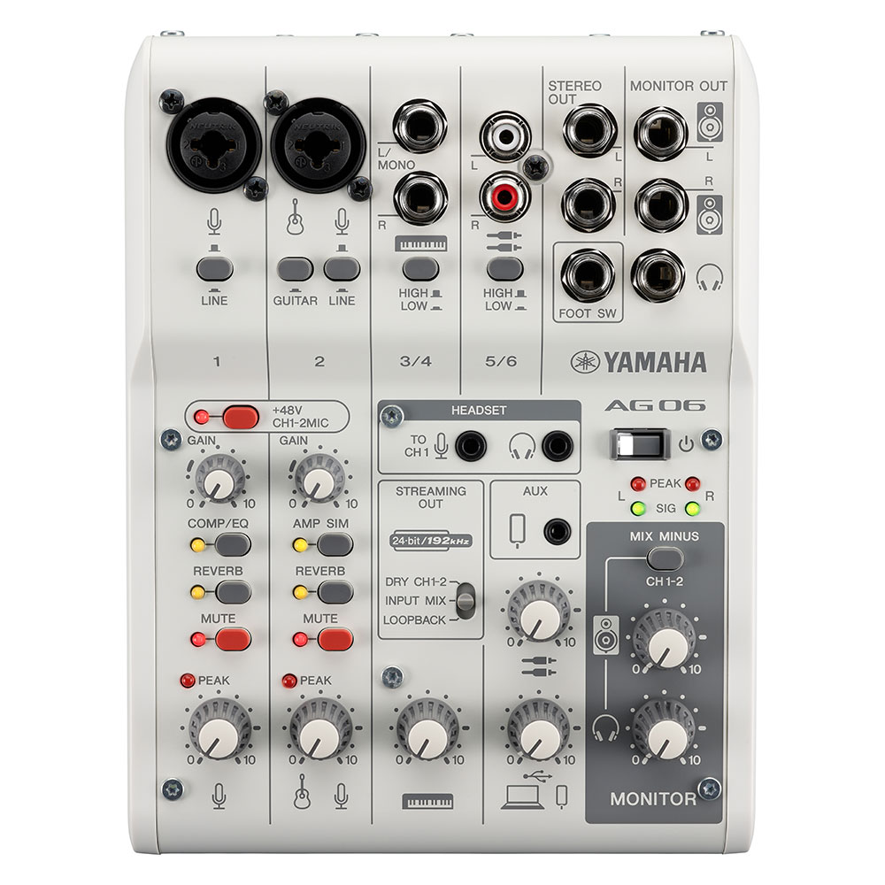 YAMAHA AG06 MK2 W 6チャンネル ライブストリーミングミキサー ホワイト