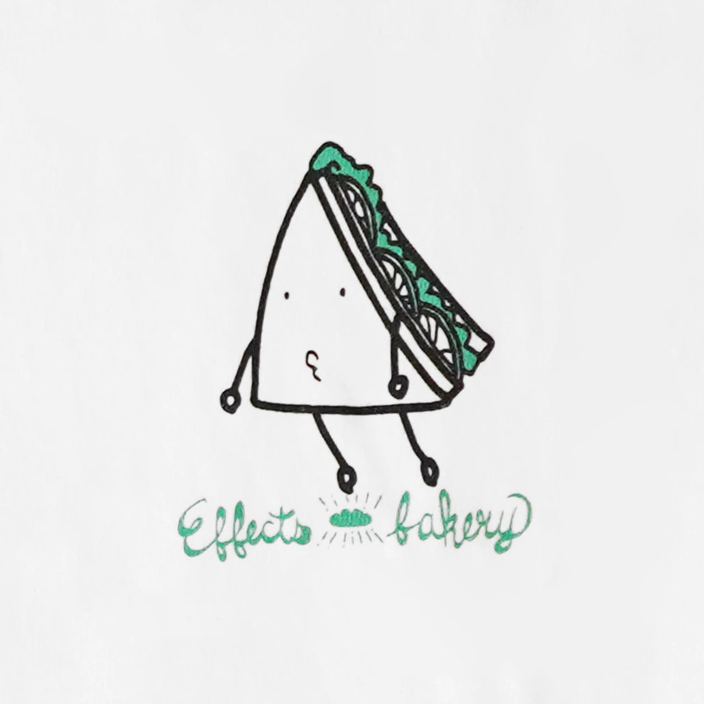 Effects Bakery Sandwich XLサイズ 長袖 Tシャツ ホワイト イラスト