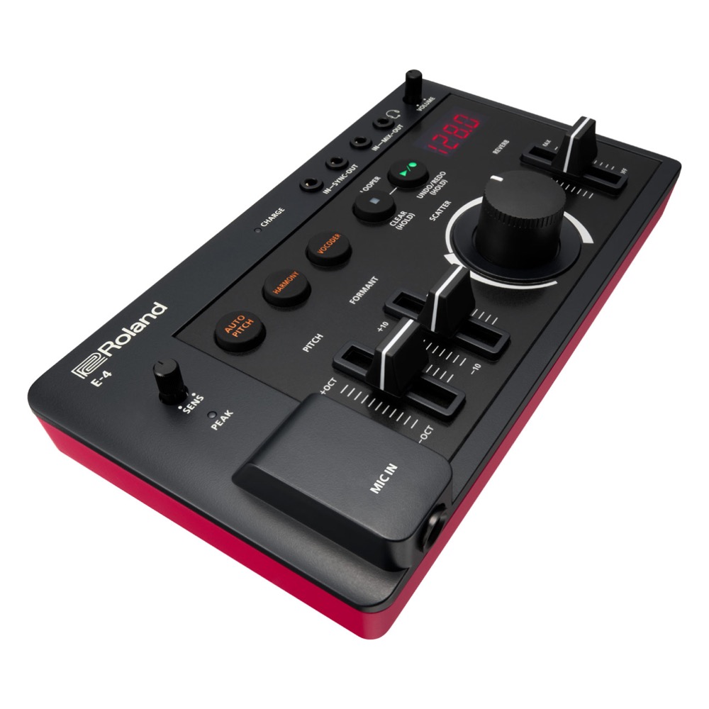 ROLAND E-4 VOICE TWEAKER AIRA COMPACT ボーカル用エフェクター ボーカル用ルーパー 斜めアングル画像