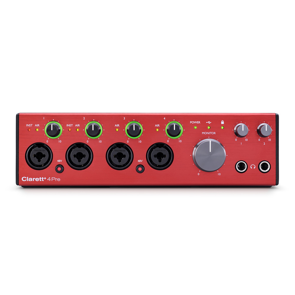 FOCUSRITE Clarett+ 4Pre 18-in 8-out Audio-Interface オーディオインターフェイス 正面画像