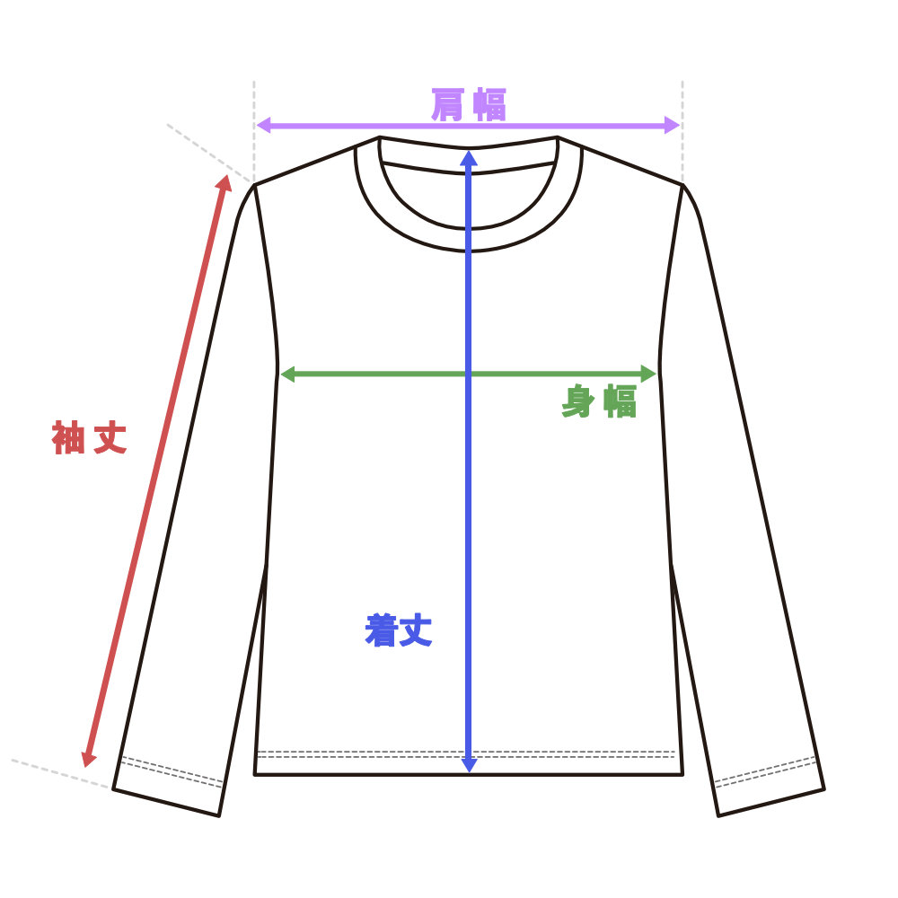 TAMA タマ TAML001M TAMAマーク Tシャツ 長袖 ブラック Mサイズ 寸法ガイド画像