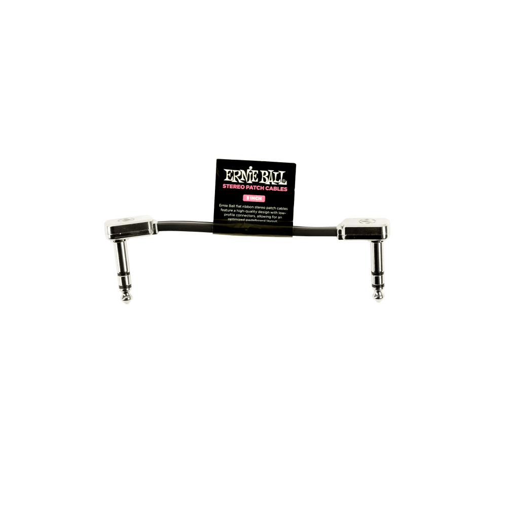 ERNIE BALL P06407 3" Single Flat Ribbon Stereo Patch Cable - Black パッチケーブル