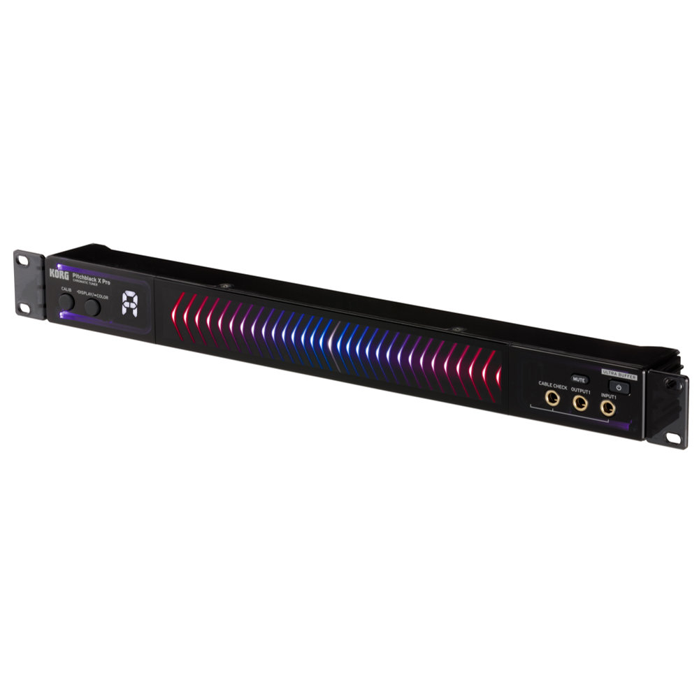 KORG PITCHBLACK X Pro PB-X-PRO ピッチブラック ラックチューナー ラックマウントにも足元の平置きにも対応した視認性抜群のプロモデルチューナー アダプター装着時画像ラック置き想定時