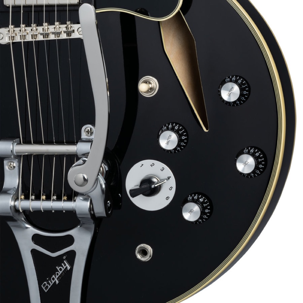 Epiphone エピフォン Shinichi Ubukata ES-355 Custom Bigsby Ebony IGES355CSUEBNB3 生形真一シグネチャーモデル エレキギター コントロールノブ部画像