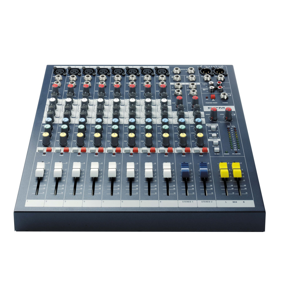 Soundcraft サウンドクラフト EPM8 コンパクトミキサー 前面からフェーダー部