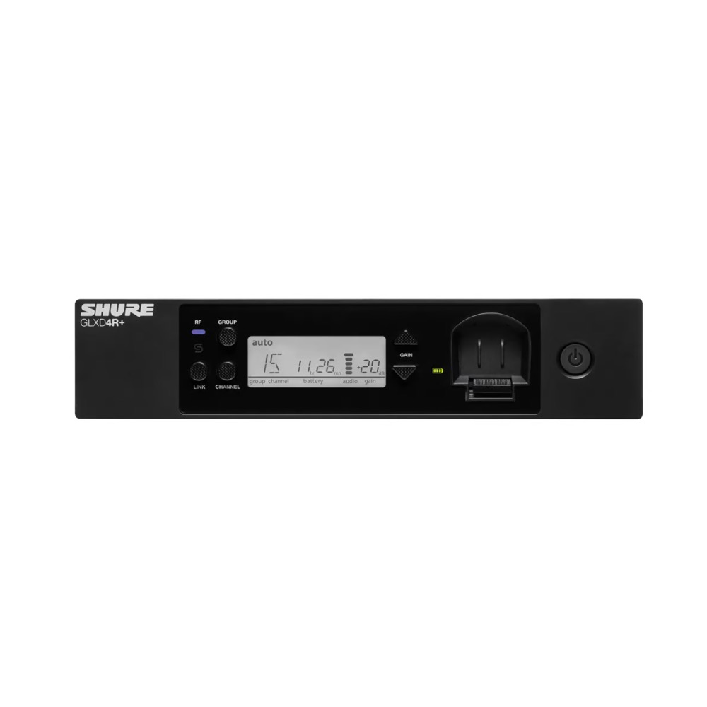 SHURE シュア GLXD24R+J/SM58-Z2 ボーカル用ワイヤレスシステム 2.4GHz帯 ハンドヘルド型送信機 ハーフラック型受信機 受信機フロント画像