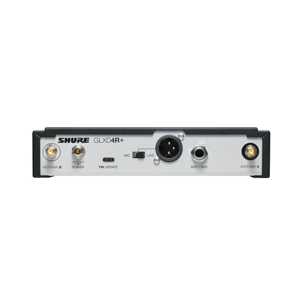 SHURE シュア GLXD24R+J/SM58-Z2 ボーカル用ワイヤレスシステム 2.4GHz帯 ハンドヘルド型送信機 ハーフラック型受信機 受信機リア画像