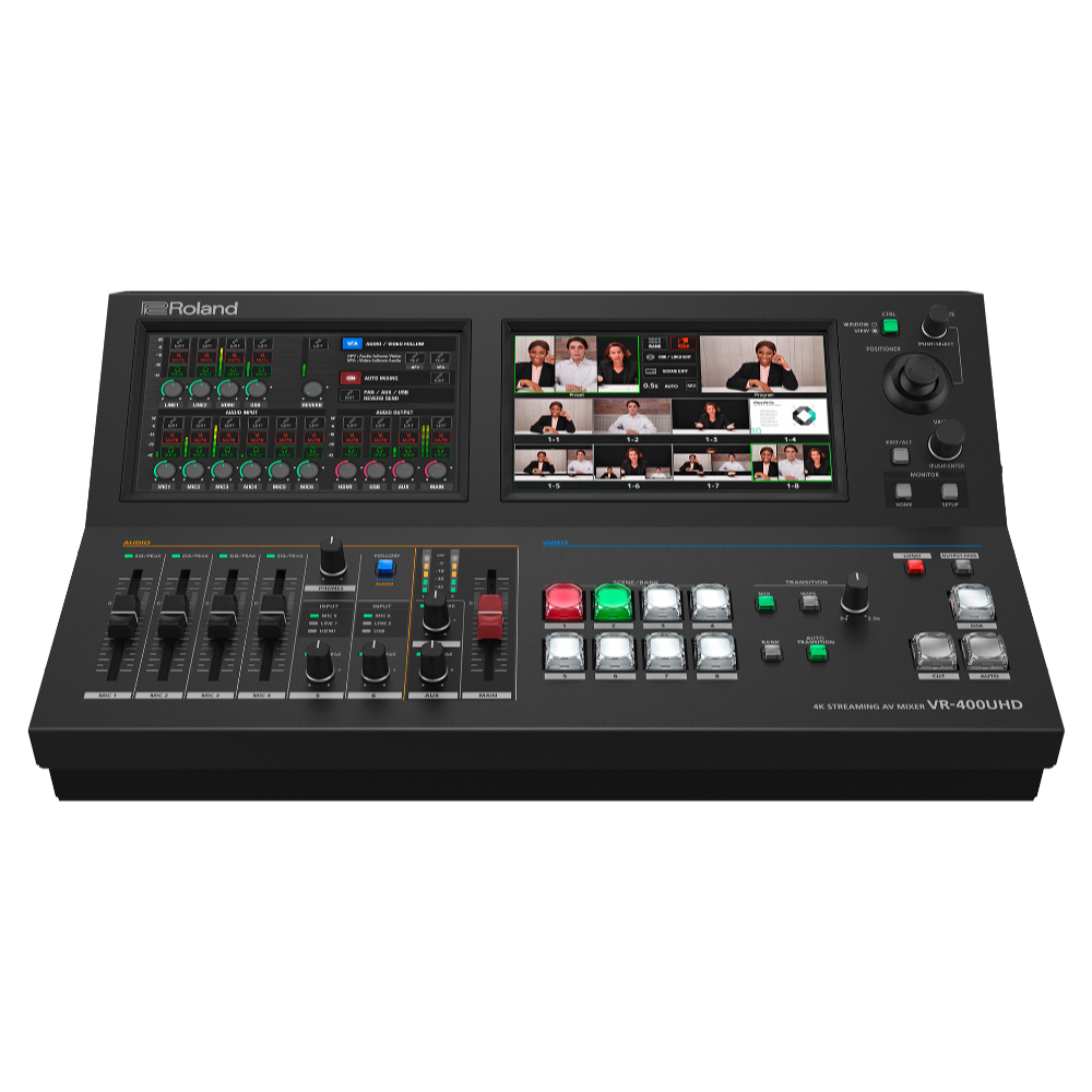 ROLAND ローランド VR-400UHD 4K STREAMING AV MIXER ストリーミングミキサー ビデオミキサー フロント30画像