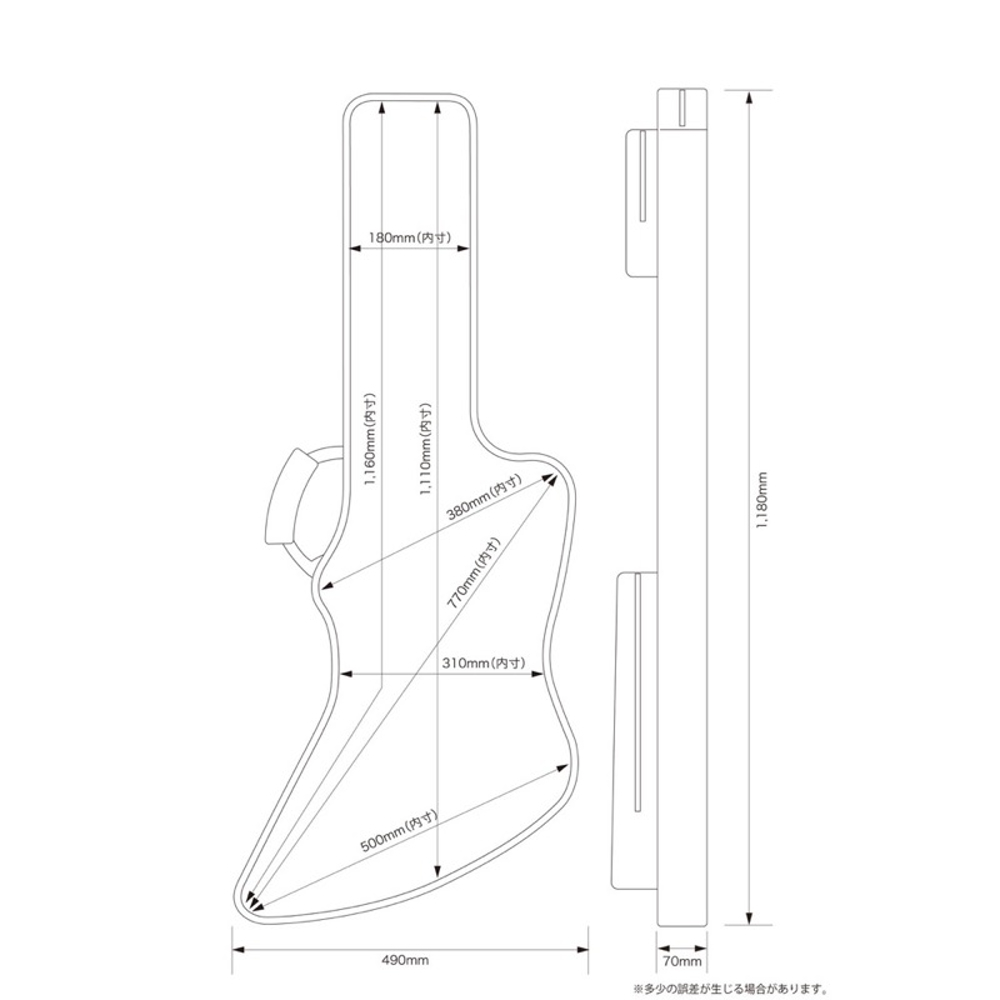 Providence プロビデンス TCX1R BK エクスプローラータイプ用ギグバッグ サイズ画像