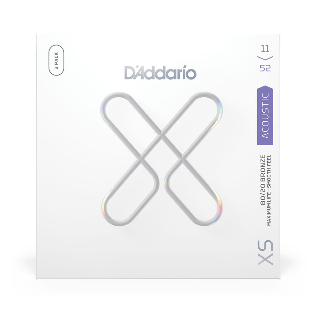 【3セットパック】 D’Addario ダダリオ XSABR1152-3P XS 80/20 BR Custom Light 11-52 アコースティックギター弦 コーティング弦 80/20ブロンズ