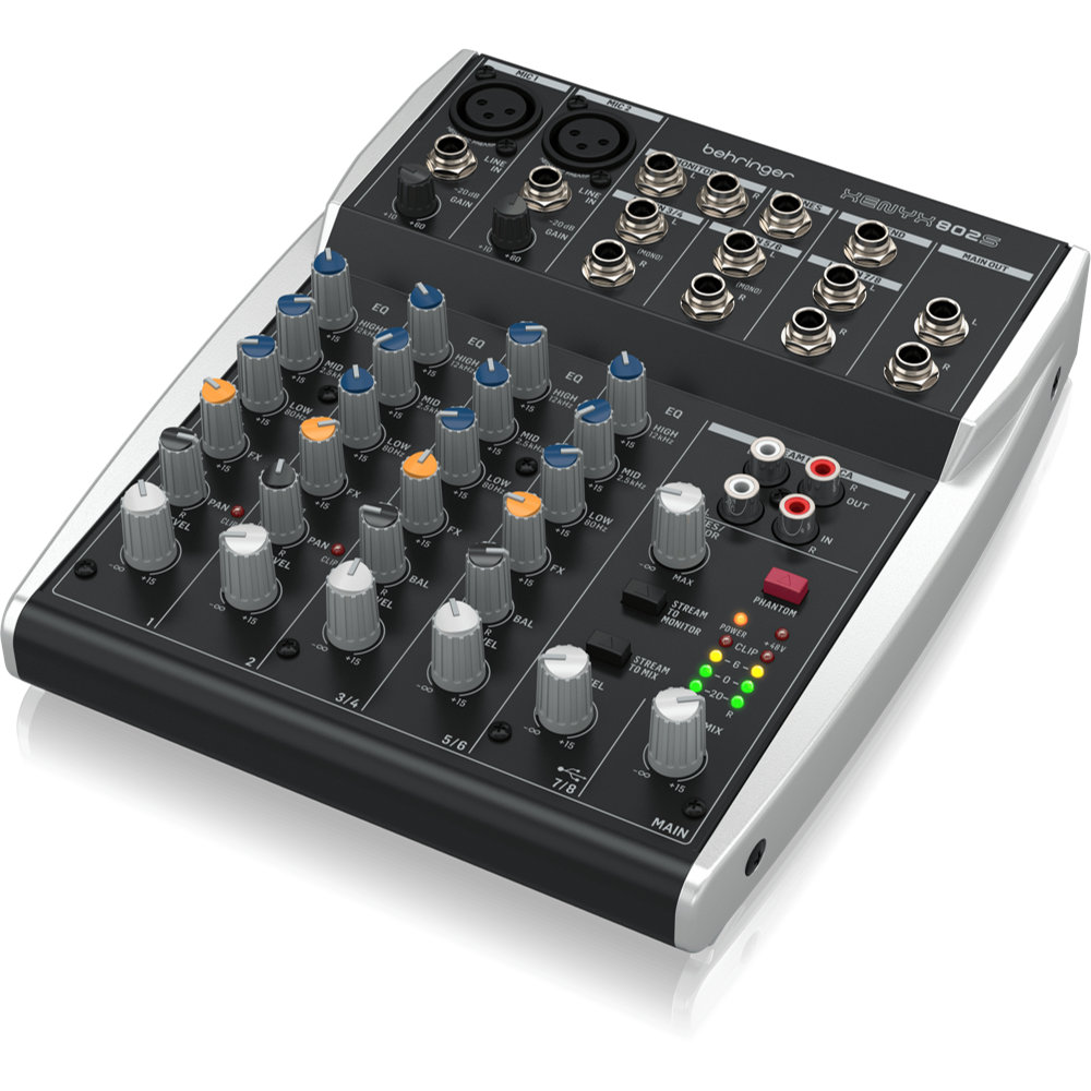 BEHRINGER ベリンガー XENYX 802S アナログミキサー USBオーディオインターフィス機能搭載 右サイドから正面