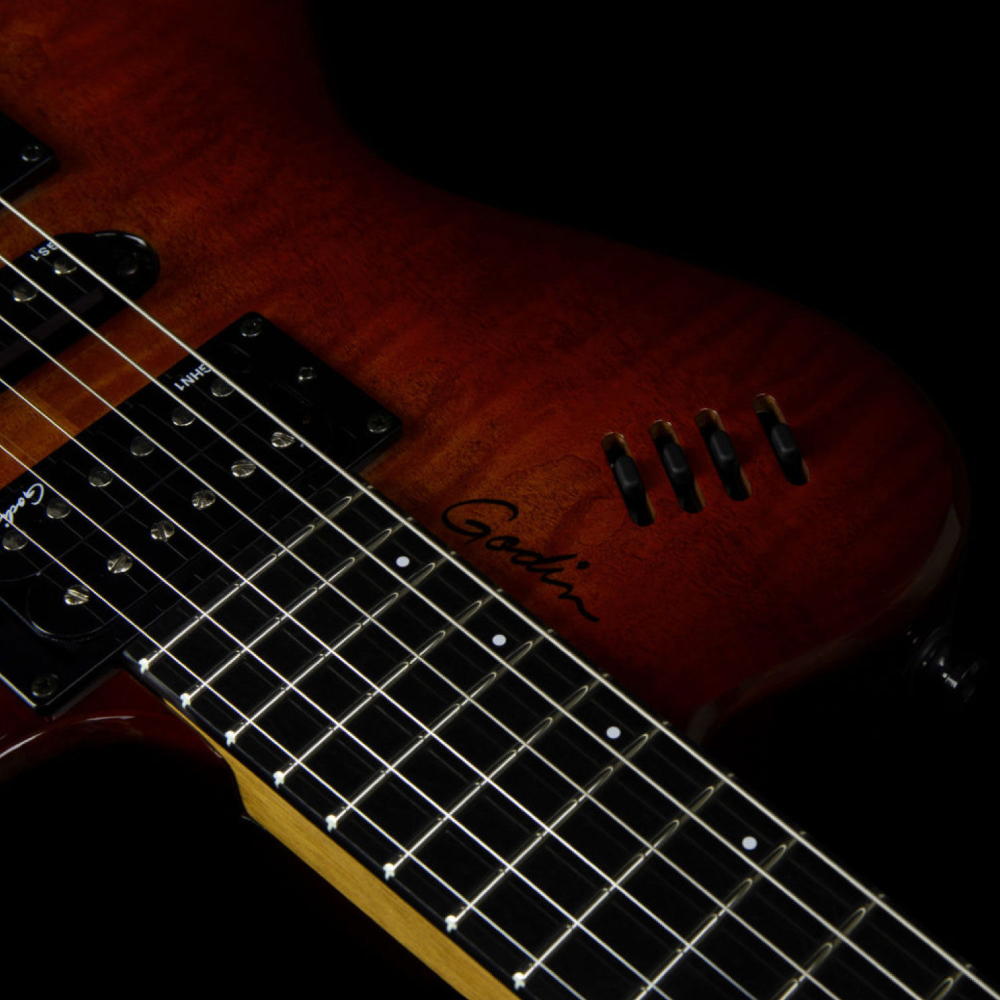 Godin ゴダン xtSA Flame Lightburst エレキギター ジョイント部画像