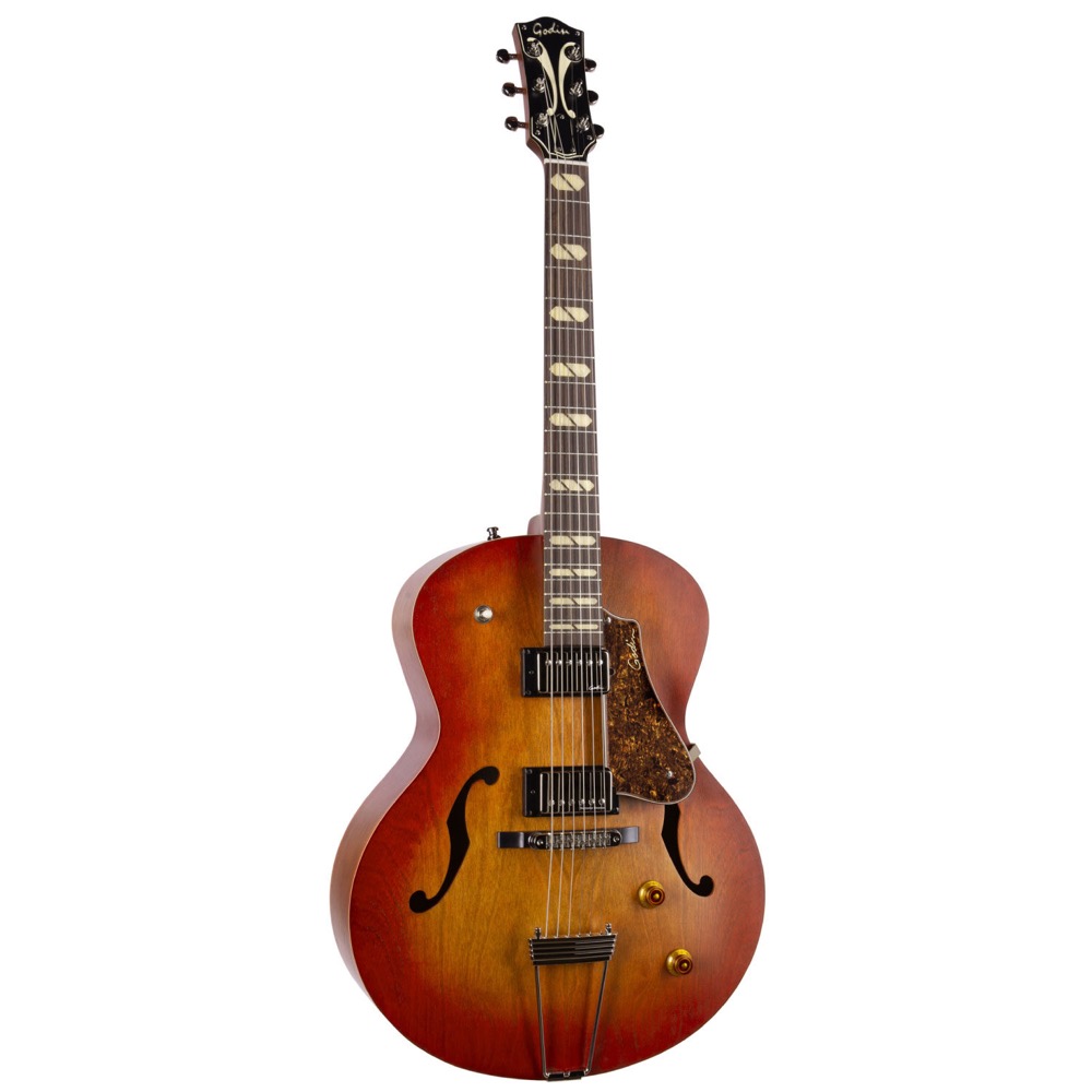 Godin ゴダン 5th Avenue Jumbo HB Memphis Sun エレキギター 斜めアングル画像