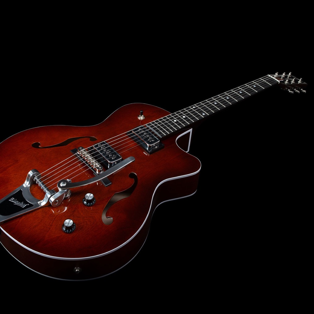 Godin ゴダン 5th Ave Uptown Custom Havana Brown エレキギター 平置き画像